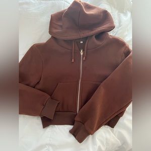 Shein brown cropped zip up jacket